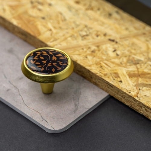 Gałka meblowa stożek  GU09 - Liście V95, Złoty mat 