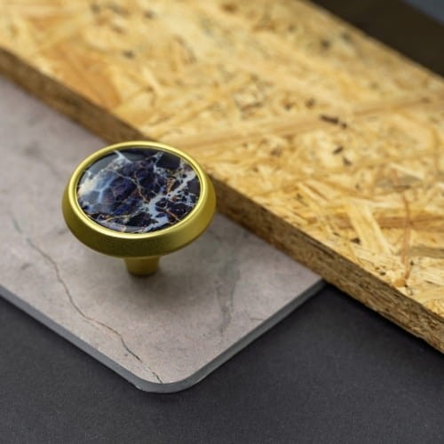 Gałka meblowa  GU09 - G33+V50, Złoty mat z motywem marmuru