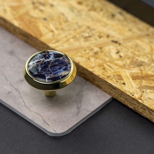 Gałka meblowa  GU09 -G3 - V50, Złoty połysk z motywem marmuru 