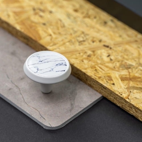 Gałka meblowa  GU09 - L40-V49, Biały mat z motywem marmuru 