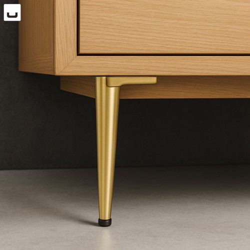 Nóżka meblowa Boczna okrągła  metalowa ZŁOTY szczotkowany nowoczesna nóżka do mebli 150 MM     