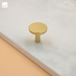 Gałka do mebli PIATTO okrągła płaska  fi 28 mm złoty szczotkowany