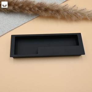 Uchwyt meblowy wpuszczany na równo z płytą PARI prawy 128 mm czarny mat  