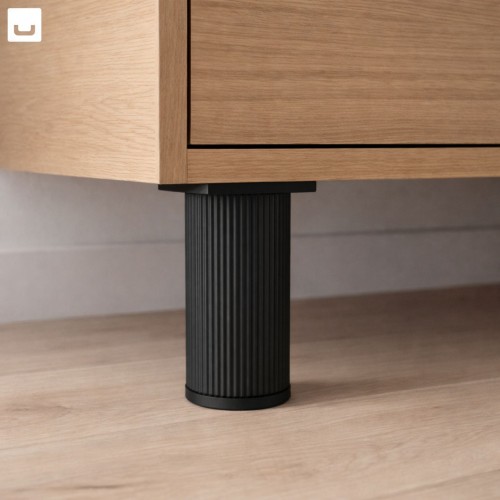 nóżka , noga meblowa  ryflowana z regulacją nowoczesna mocna czarna 100, 150 mm komoda szafka  (1).jpg