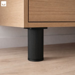 Nóżka meblowa okrągła ryflowana z regulacją mocna nowoczesna czarna 150 mm 