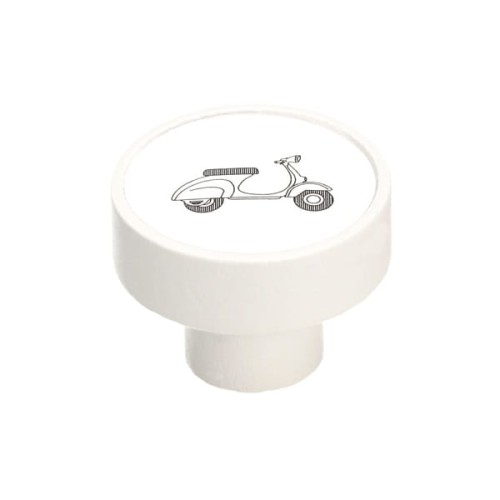 Gałka meblowa dziecięca drewniana biały mat GD08, SKUTER    V32 
