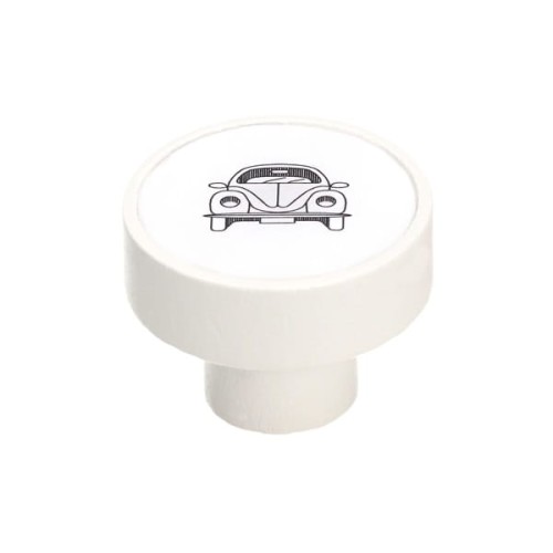 Gałka meblowa dziecięca drewniana biały mat GD08, SAMOCHÓD V34