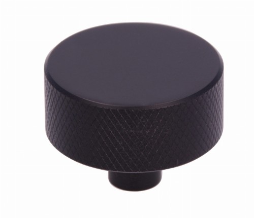 Gałka meblowa LOFT MUSKARI Prążkowana FI-33 mm, Czarny mat 