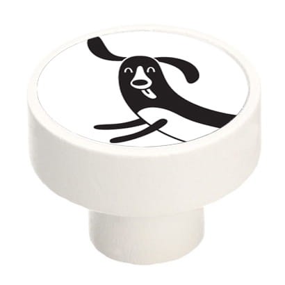 Gałka meblowa dziecięca drewniana biały mat GD08, PIES JAMNIK V103