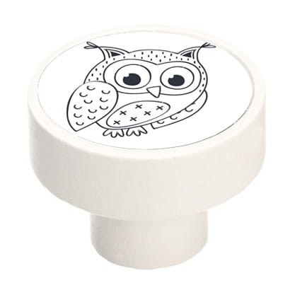 Gałka meblowa dziecięca drewniana biały mat GD08, SOWA V108