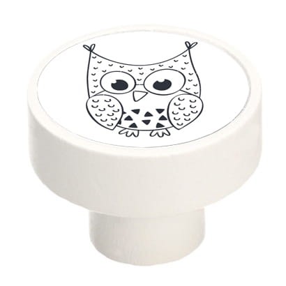 Gałka meblowa dziecięca drewniana biały mat GD08, SOWA V110