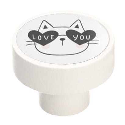 Gałka meblowa dziecięca drewniana biały mat GD08, KOT Love V99