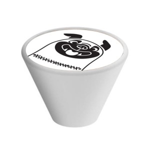 Gałka meblowa Dziecięca Drewniana, Stożkowa, Biała GD09, Pies Buldog V105