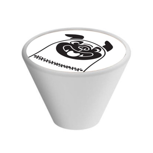 Gałka meblowa Dziecięca Drewniana, Stożkowa, Biała GD09, Pies Buldog V105