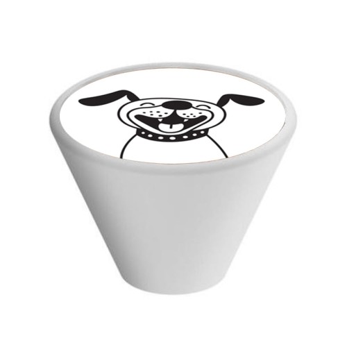 Gałka meblowa Dziecięca Drewniana, Stożkowa, Biała GD09, Pies Pluto V106