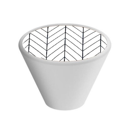 Gałka meblowa Drewniana Stożkowa, Biała GD09, Jodełka V22