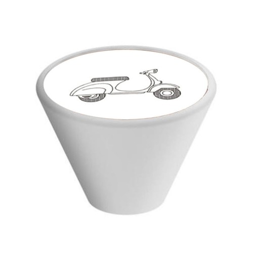 Gałka meblowa Dziecięca Drewniana, Stożkowa, Biała GD09, Skuter V32